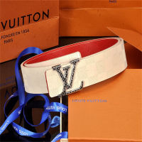 LV เข็มขัดหนังสีขาวคลาสสิกสำหรับผู้ชาย,เข็มขัดหนังหัวเข็มขัดเรียบแฟชั่นลำลองอเนกประสงค์สำหรับชายหนุ่มเกาหลี