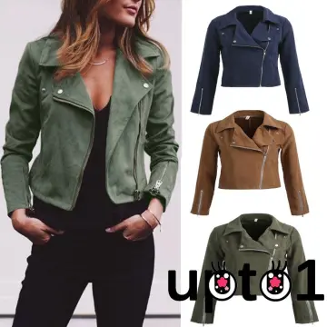 Half leather jacket on sale womens