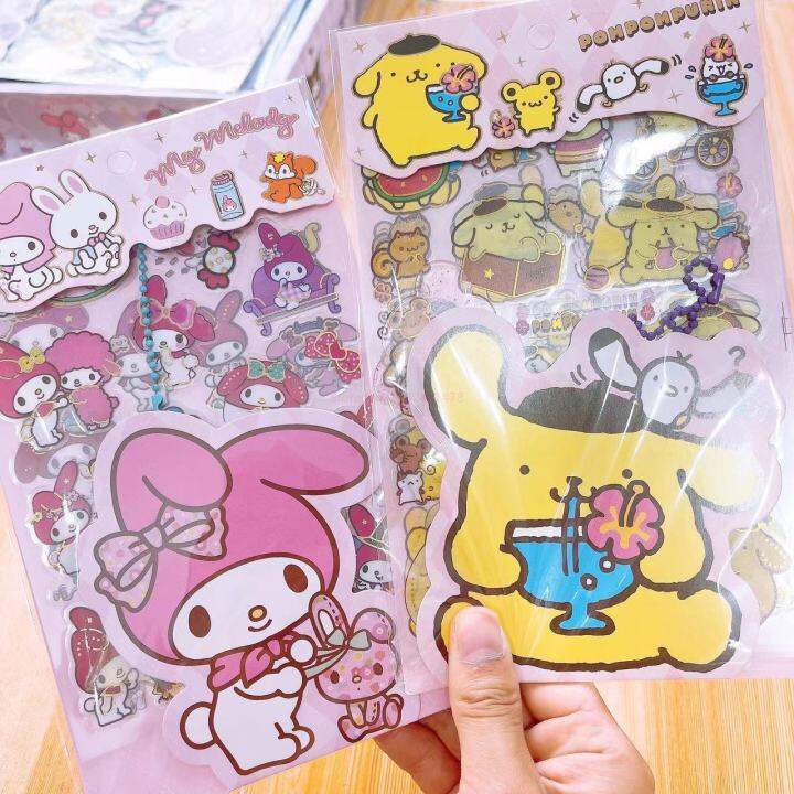 sanrio-series-stickers-hand-account-materials-childrens-cute-cartoons-pet-stickers-waterproof-cards-decoration-wholesale