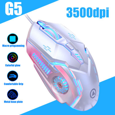 RGB เมาส์สำหรับเล่นเกม3500จุดต่อนิ้ว6ปุ่มโปรแกรม E-กีฬากลความรู้สึกเหมาะกับการทำงานเมาส์สำหรับคอมพิวเตอร์แล็ปท็อปพีซี Gamer