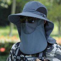 [three-piece] hat man summer covered with cap covered face neck mask face and dirt uv protection