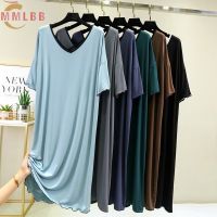 ☃♠☏ Ready Stock Women Dresses modal Plain loungewear Plus Size short Sleeve Pajamas large stretch Loose Night Dress