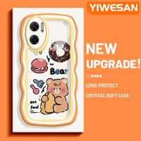 YIWESAN เคสสำหรับ Xiaomi MI Xiaomi MI Redmi 10 5G Note 11E 5G Redmi 11 Prime เคสการ์ตูนลายหมีขอบครีมเคสโทรศัพท์โปร่งใสสีสันสดใสปลอกป้องกันกล้องซิลิโคนนิ่มเคสโทรศัพท์กันกระแทกแบบใสสุดสร้างสรรค์