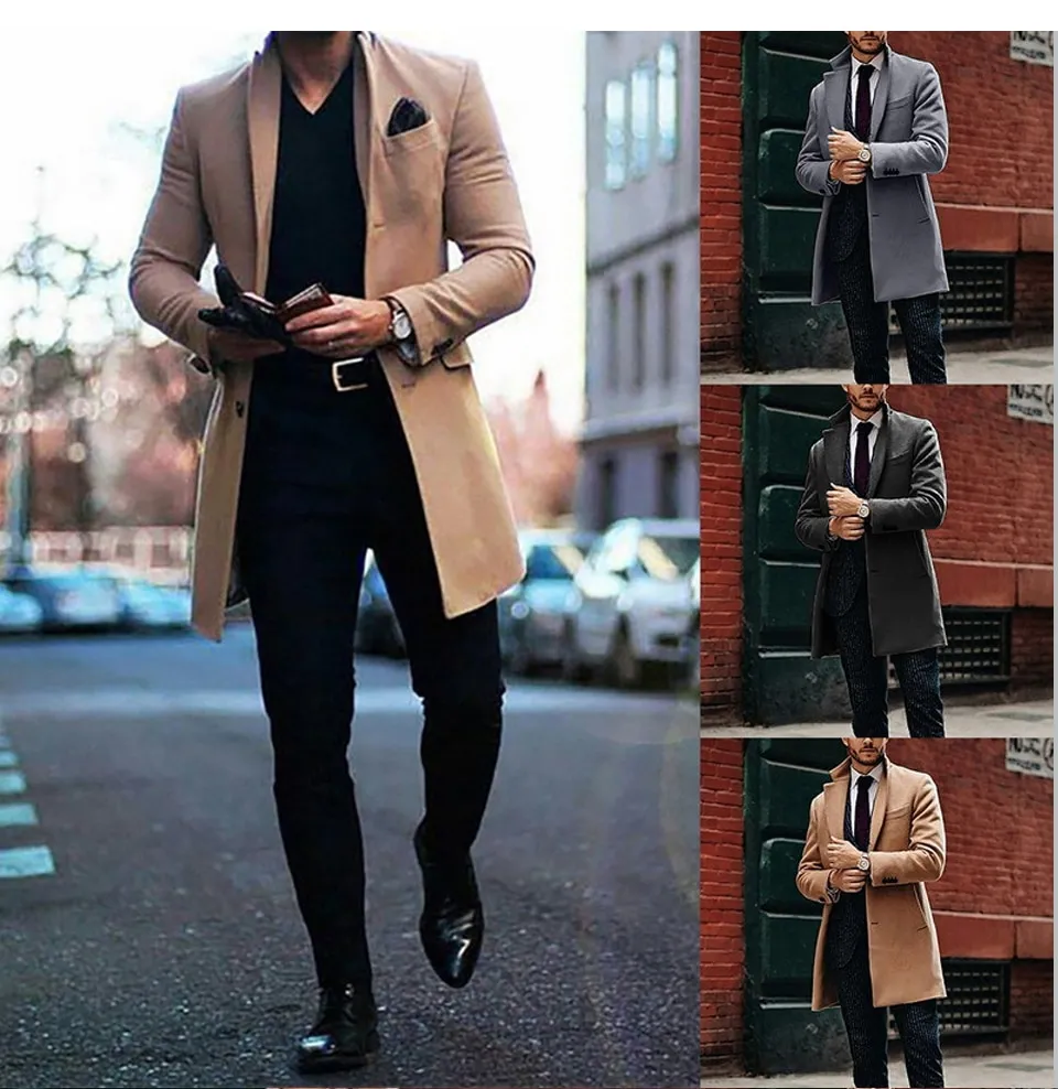 Men's Winter Jacket Vintage Long Wool Trench Fashion Elegant Wool and Mixes  Coat Casual Overcoat Men Clothes Slim Coats 2021 New | Lazada PH