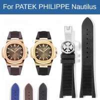 สำหรับ Patek Philippe Nautilus ซิลิโคนความปลอดภัยทนทานสีน้ำตาลดำสายนาฬิกาข้อมือ5711 5712 5726เฉพาะสายนาฬิกาเว้า25มม.