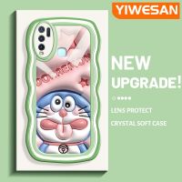 YIWESAN เคสสำหรับ VIVO Y30เคส Y50 Y30i ลายการ์ตูนดาวโดราเอมอนสีชมพูขอบคลื่นเคสมือถือกันกระแทกแบบใสนิ่มเคสโปร่งใสลายกล้องถ่ายรูปที่สร้างสรรค์ซิลิกาเจลฝาครอบป้องกัน