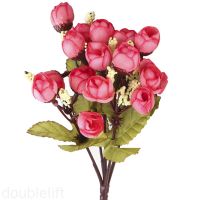 15 Heads Artificial Flower Bouquet Home Office Wedding Party Lifelike Fake Rose Buds Decorative Bouquet, F21doublelift store