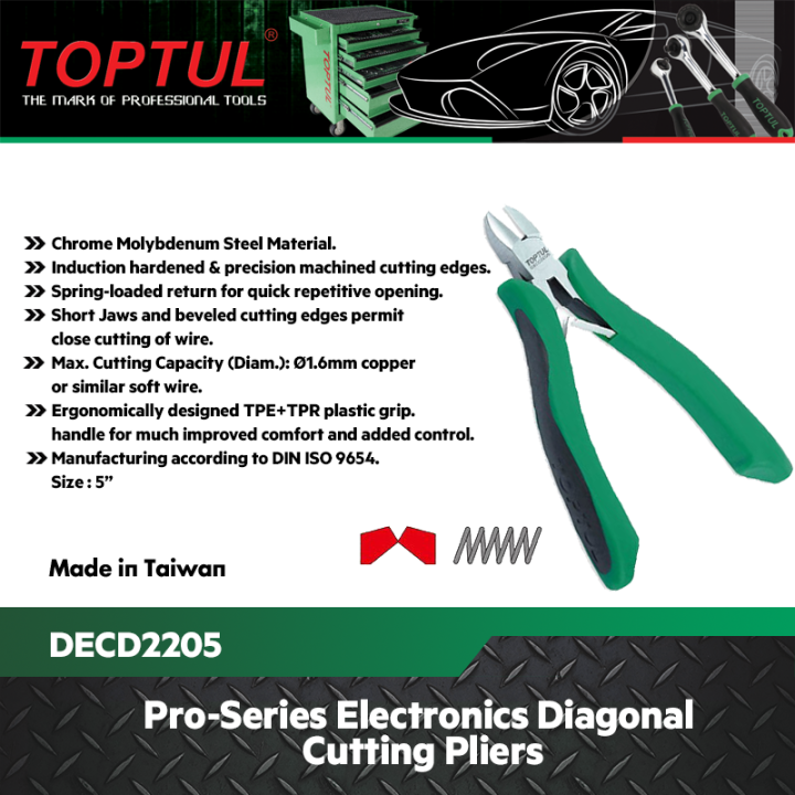 Toptul ProSeries Electronics Diagonal Cutting Pliers 5" DECD2205