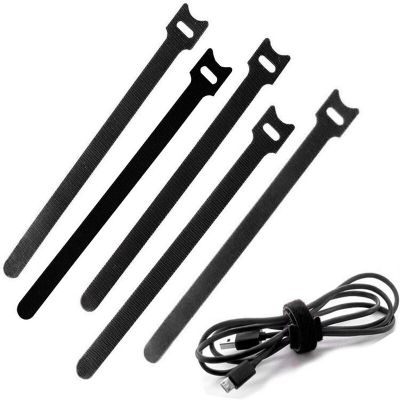 100pcs Velcro Cable Ties 150mmx12mm T Buckle Strap Nylon Loop Wrap Black Back To Back Data Cable Self Adhesive Cable Management Adhesives Tape