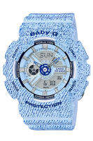 Casio Baby-G นาฬิกาข้อมือผู้หญิง สายเรซิ่น รุ่น BA-110,BA-110DC ,BA-110DC-2A3 - สีฟ้า