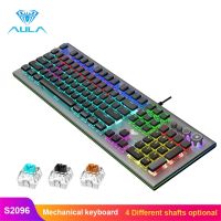 AULA S2096 Gamer Keyboard Mechanical Gaming Keyboard Backlit LED Wired 104 Keys Anti-ghosting Brown Blue Switch for PC Computer