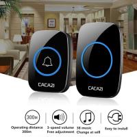 【Wireless Doorbell】ระฆังประตู Cacazi ออดแบบไร้สายกันน้ำกันน้ำ   ประตูออดบ้านอัจฉริยะ 300 ม.CACAZI Door Bell Waterproof Wireless DoorBell 300M Range Intelligent Home Doorbell Door(แบตเตอรี่)