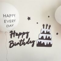 【CC】 Happy Birthday Letters Non-woven Baby Shower Wall Sticker Boys Photo Prop