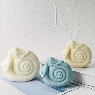 Cartoon Mini Ornament Unique Candle Making Novelty Soap Mould Homemade Plaster Gift Sea Goddess Aromatherapy Gypsum Decoration Mold DIY Manual Mold Conch Girl Candle Silicone Mold