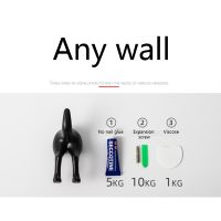 4Pcs Nordic Style Cute Plastic Dog Tail Hooks with Screws Adhesive Tape Wall Mounted Key Hanger Hat Coat Hook Decoration