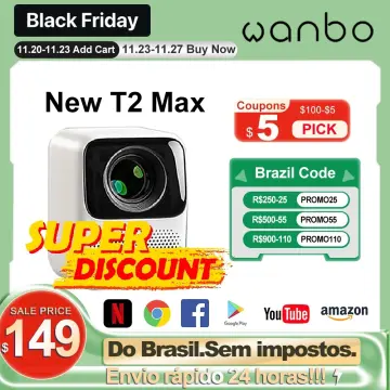 2023 Wanbo New T2 Max Smart Portable Projector Full HD 1080P 450ANSI Lumens  Autofocus Android Home