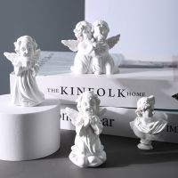 Nordic Vintage White Girl Angel Decorative Ornament American Figure Gypsum Statue Doll Table Top Couple Gift