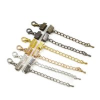 【CW】 10pcs/lot Leather Cord End Fastener Clasps With Chains Connectors Diy Jewelry Making Findings