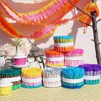 {Best-selling party decoration} เครปกระดาษม้วนพวงมาลัยริบบิ้นปีใหม่งานแต่งงานผนังคริสต์มาส DIY ตกแต่งอุปกรณ์วันหยุด