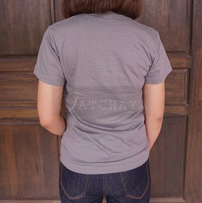 tatchaya-เสื้อยืด-คอตตอน-สีพื้น-คอวี-แขนสั้น-dark-grey-สีเทาดำ-cotton-100