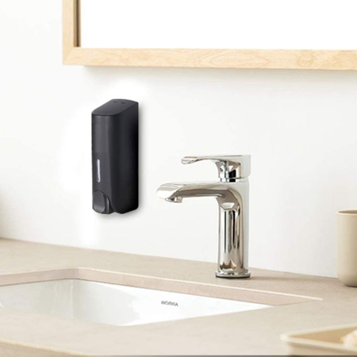 1-set-wall-mounted-lotion-bottle-dispenser-soap-pump-dispenser-bathroom-push-button-soap-bottle-shampoo-bottle-for-home-hotel-black