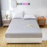 XOUHAM ผ้าคลุมเตียงสีทึบ10สีผ้าปูที่นอนพอดีโพลีเอสเตอร์100% ผ้าปูเตียงขนาดผ้าคลุมฟูกฝาครอบกันฝุ่นเตียงเดี่ยวเตียงคิงไซส์ Bed90-200Cm ควีนไซส์