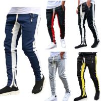 2022 New Sports Casual Pants Low Feet Zip Pocket Cotton Summer Pants Casual Mens Sports Pants Running Pants Splice Stripe Gym