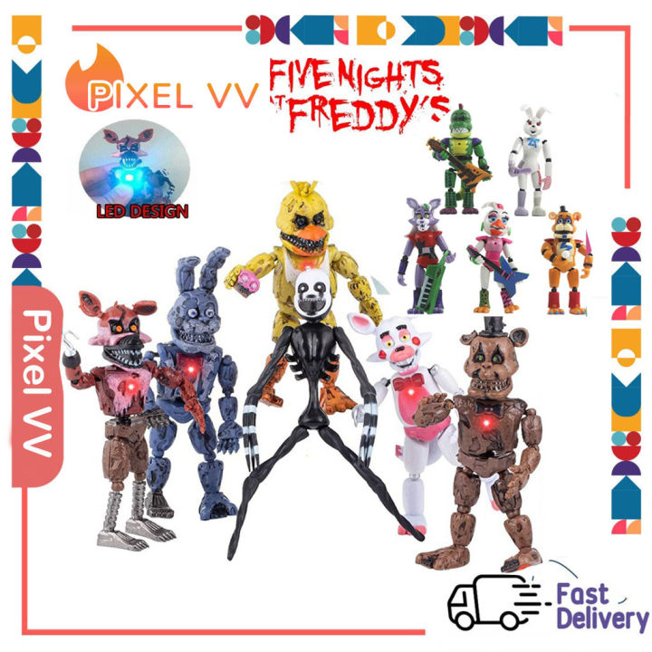 6 Pcs Five Nights at Freddy's Nightmare Chica Bonnie foxy Action Figure Toy
