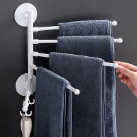 Creative Swivel Towel Bar Wall Bathroom Towel Mount Punch Free Adhesive Holder Hanger Shelf Rack Organizer 3/5 Layer