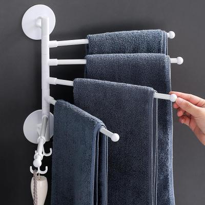 Creative Swivel Towel Bar Wall Bathroom Towel Mount Punch Free Adhesive Holder Hanger Shelf Rack Organizer 3/5 Layer