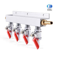 4-Way Gas Manifold CO2จำหน่าย Manifold Barb/stem Splitter เบียร์แบบบูรณาการตรวจสอบวาล์ว Homebrew เบียร์ทำ Brewing เครื่องมือ