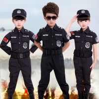 【Ready】? Childrens police officer costume police boys small military uniform special police field special forces suit kindergarten role-playing costume