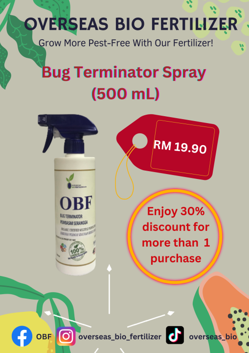 OBF ORGANIC BUG INSECT SERANGGA TERMINATOR KILLER SPRAY (500 ML) RTU