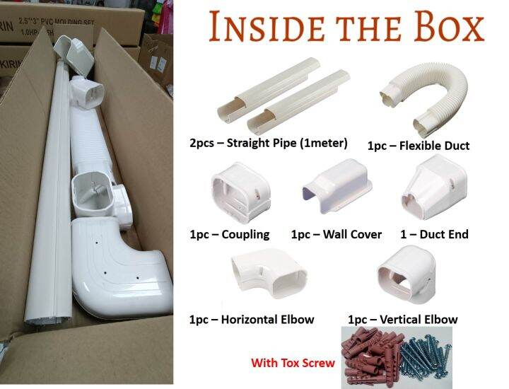 3"x2.5" PVC Copper Pipe Cladding/Molding Set for Aircon Good for 1hp