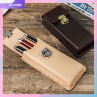 YESMILE หนังแท้แท้ เคสปากกาหนังแท้ ช่องเสียบ3/5 ที่ใส่ปากกา กล่องใส่ปากกา เรโทร การจัดเก็บข้อมูล กระเป๋าใส่ดินสอ