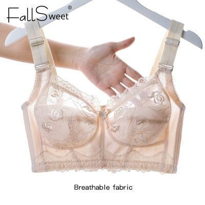 [A Needed]✒บราไร้สาย FallSweet สำหรับผู้หญิงเสื้อชั้นในปักลายชุดชั้นในเซ็กซี่ Minimizer ชุดชั้นในแบบบางพิเศษ