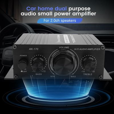 12V Mini Audio Power Car Amplifier Digital Audio Receiver AMP Dual Channel 20W+20W Bass Treble Volume Control for Home