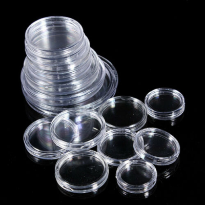 10/25PCS 13Sizes Clear Coin Capsules Coin Case Holders 21-45mm Containers Storage Boxes