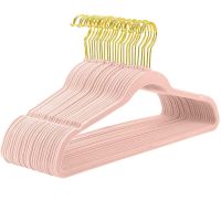 Anqi Flocking Hanger 45Cm Pink  Hook Anti Slip No Mark Wardrobe  Household Clothes Rack Manufacturers Wholesale