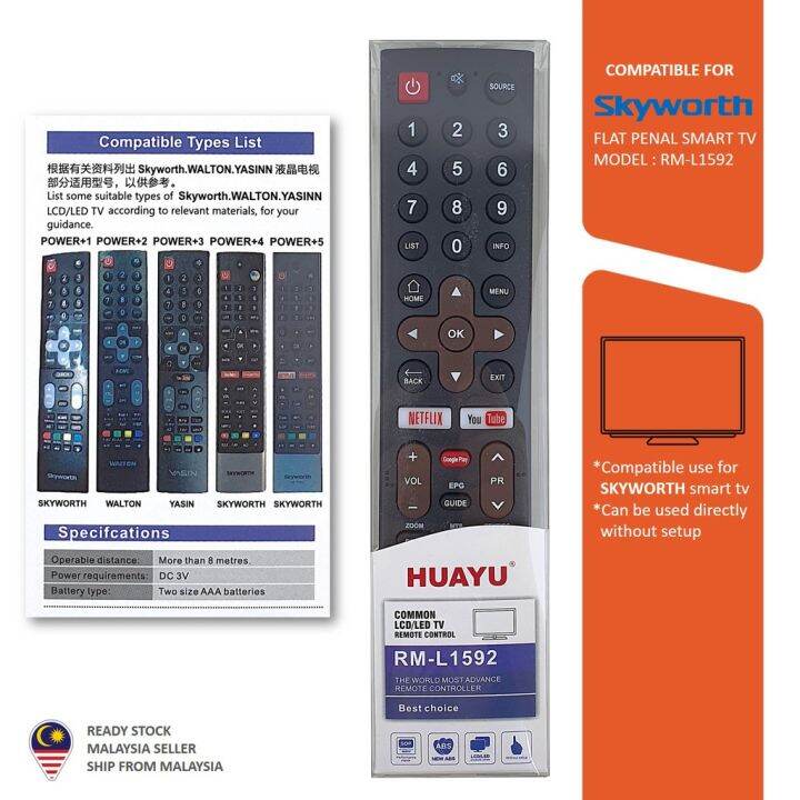 ใช้งานร่วมกับ-skyworth-และ-coocaa-netflix-youtube-smart-remote-control-rm-l1259