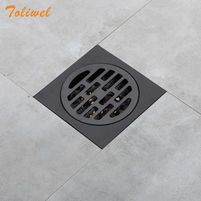 Black Bathroom Square Shower Drain Stainless Steel Floor Drainer Trap Waste Grate Round Cover Hair Strainer  by Hs2023