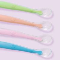 Baby Soft Silicone Spoon Candy Color Temperature Sensing Spoon Children Food Baby Feeding Tools for 4M-3Y Bowl Fork Spoon Sets