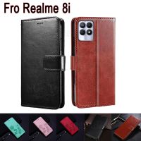 ✜﹍ Realme8 I Leather Cover For Realme 8i Case Phone Protective Shell Book For Realme RMX3151 8 I Flip Wallet Stand Cases Coque