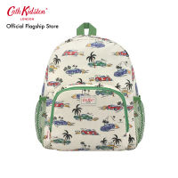 Cath Kidston Kids Classic Large Backpack with Mesh Pocket Fast Cars Cream