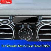 ที่จับโทรศัพท์มือถือปรับแต่งรถยนต์สำหรับ Mercedes Benz S-Class W222 V222 X222 W223ที่ตั้งระบายอากาศอุปกรณ์เสริมเกี่ยวกับแรงโน้มถ่วง