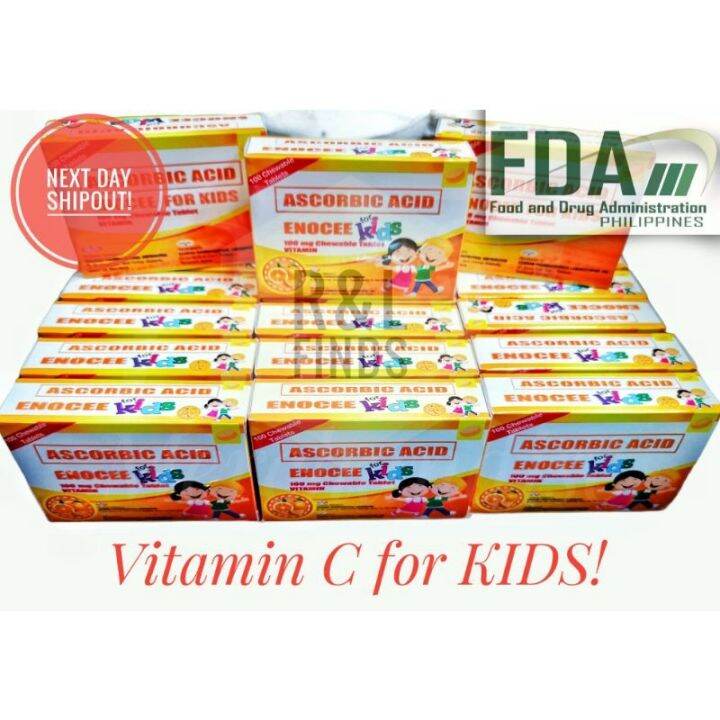 Chewable Vitamin C Ascorbic Acid for Kids ENOCEE 100mg 100 Tablets