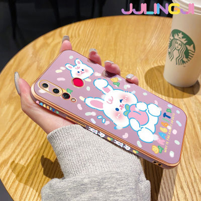 Jjlingji เคสสำหรับ Huawei Nova 4เคสลายการ์ตูนกระต่ายสีขาวน่ารักหรูหราขอบชุบด้วยซิลิโคนเคสมือถือกันกระแทกฝาหลังเคสป้องกันเลนส์กล้อง