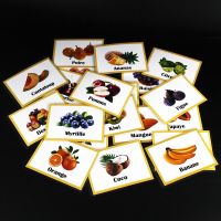 Children French Fruit teach Montessori Educativos Word Pocket Flash Card Baby active Learning Early Educational game Kids Toys