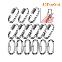 15Pcs Quick Link Hook, 304สแตนเลส M4 D รูปร่างล็อค Carabiner Heavy Duty Repair สัตว์เลี้ยงพวงกุญแจสำหรับเดินทางกลางแจ้ง