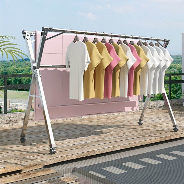 240cm Folding Clothes Drying Rack Cloth Hanger Stainless Steel Clothes